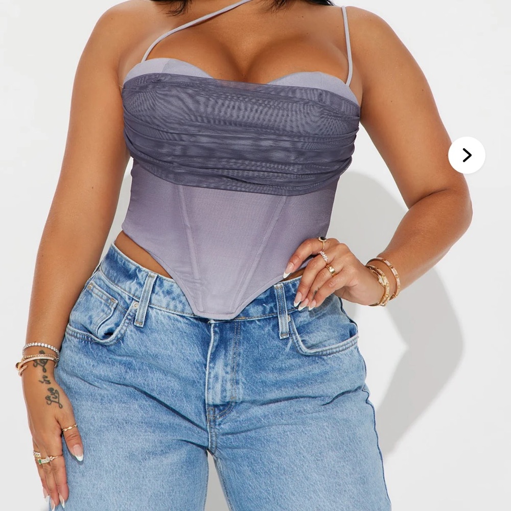 Day To Night Ombre Corset Top - Gray/combo Fashion Nova NWT